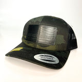 Flag Leather Snapback Hat Curved Brim