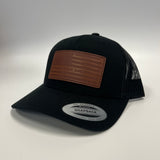 Flag Leather Snapback Hat Curved Brim