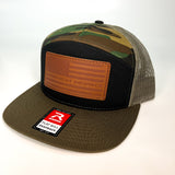 Flag Leather Flat Brim Hat