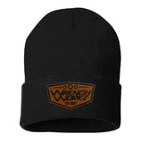 Fold over Beanie Leather Patch