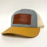 Flag Leather Snapback Hat Curved Brim