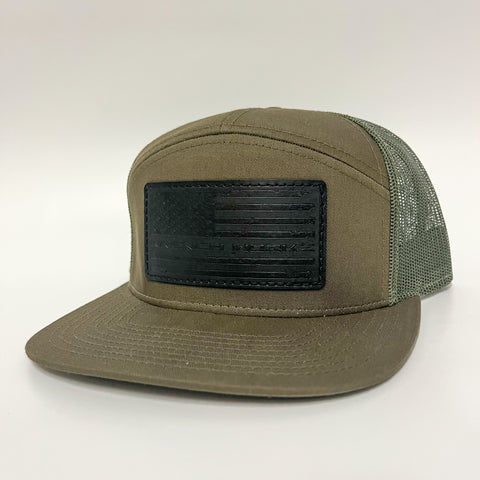 Flag Leather Flat Brim Hat